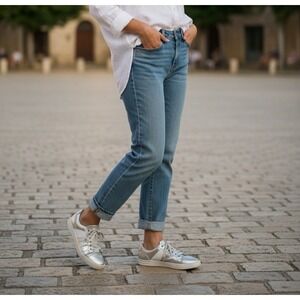 Marc Fisher Candi Low Top Lace Up Silver Sneakers  Women's Size 8.5